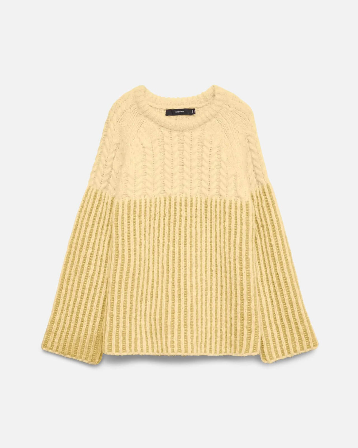 VERO MODA Strikkegenser Erika LS O-neck Long Pullover - Flan/ Pale Banana