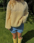 VERO MODA Strikkegenser Erika LS O-neck Long Pullover - Flan/ Pale Banana