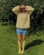 VERO MODA Strikkegenser Erika LS O-neck Long Pullover - Flan/ Pale Banana