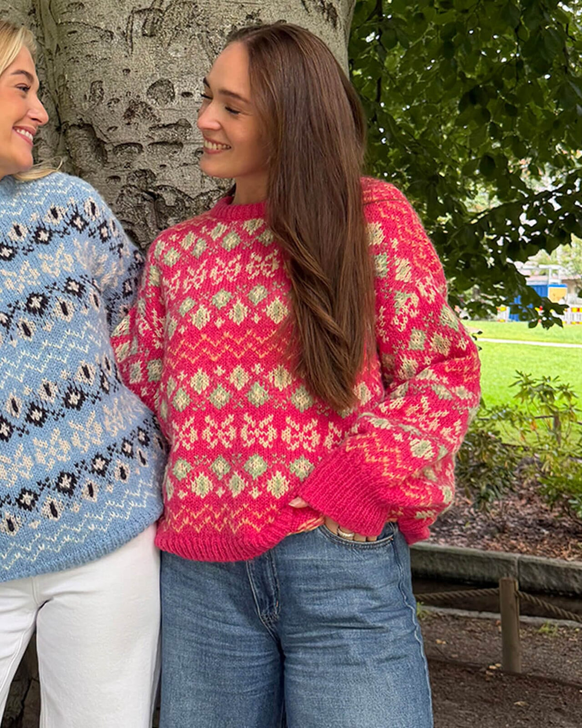 VERO MODA Strikkegenser Elin LS O-neck Pullover - Raspberry Sorbet/ Mistletoe/ Cantaloupe/ Flan