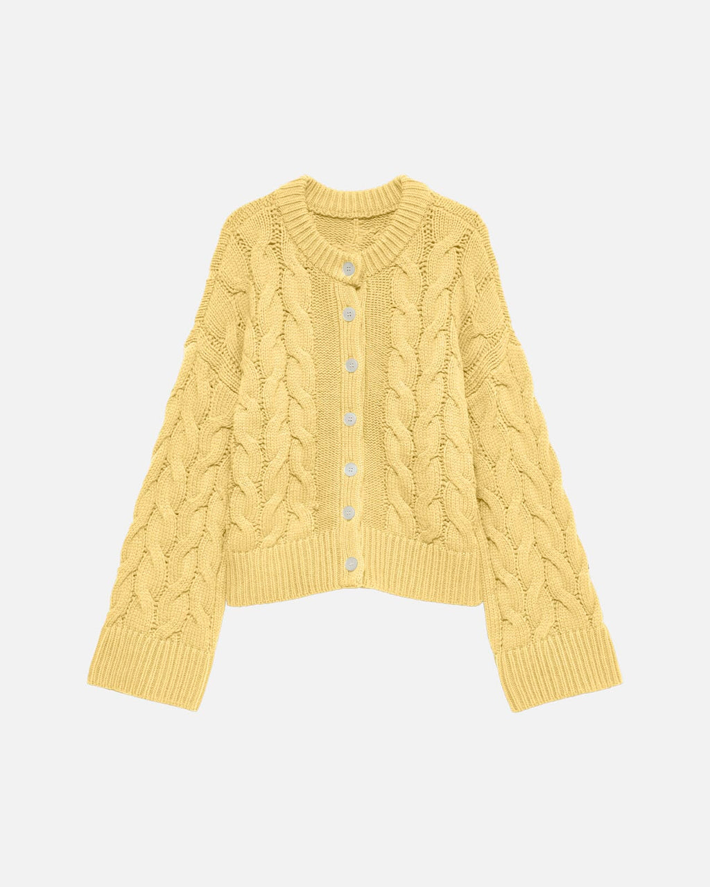 VERO MODA Strikket Cardigan Svea Thea LS O-neck Cable - Pale Banana