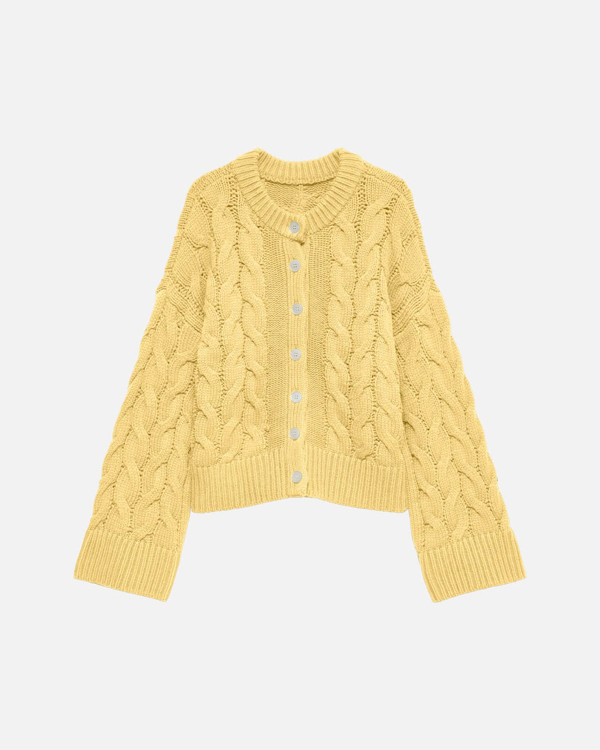 VERO MODA Strikket Cardigan Svea Thea LS O-neck Cable - Pale Banana