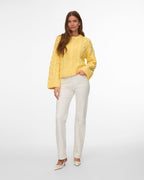 VERO MODA Strikket Cardigan Svea Thea LS O-neck Cable - Pale Banana