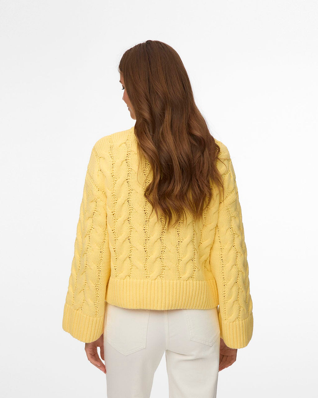 VERO MODA Strikket Cardigan Svea Thea LS O-neck Cable - Pale Banana