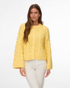 VERO MODA Strikket Cardigan Svea Thea LS O-neck Cable - Pale Banana