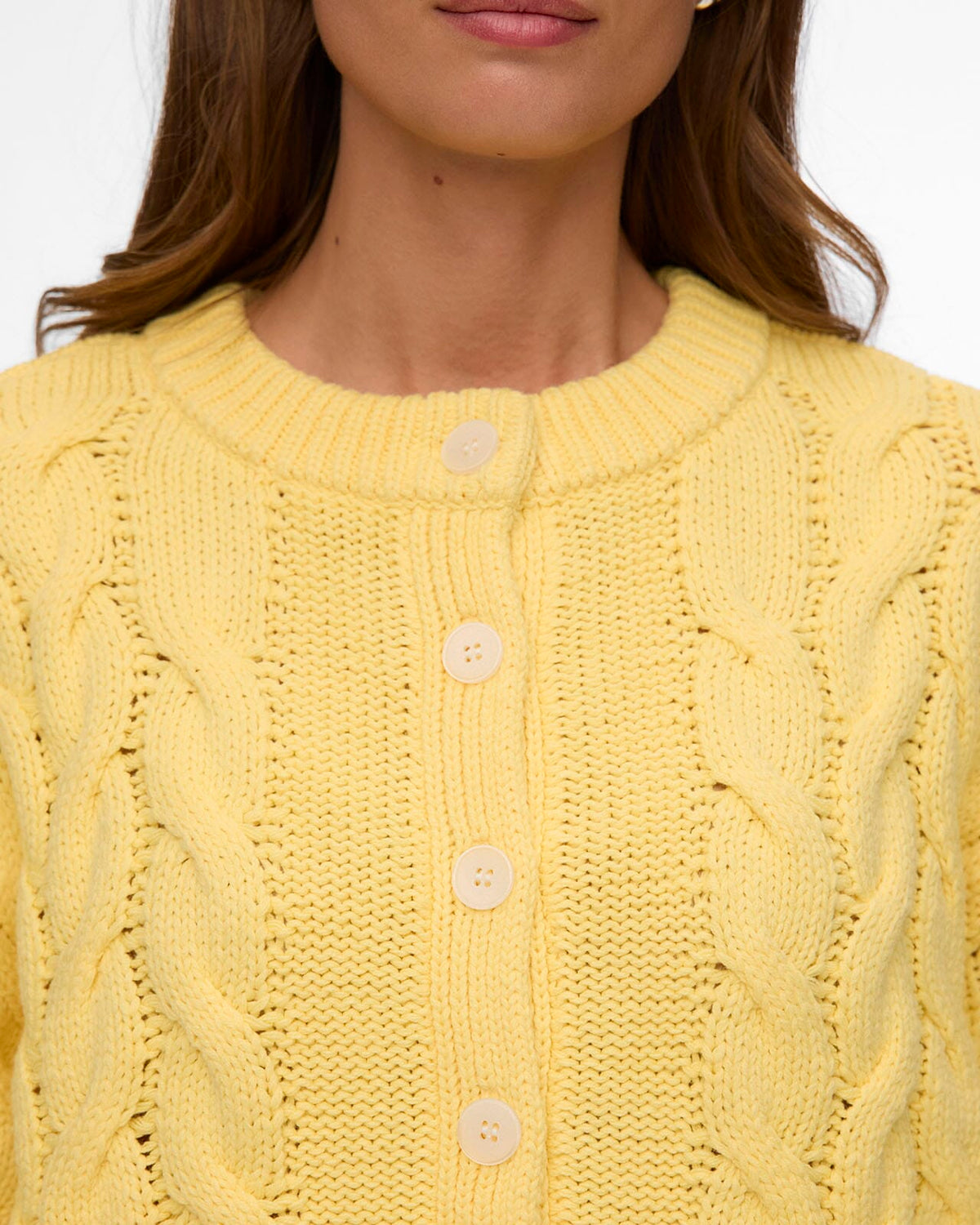 VERO MODA Strikket Cardigan Svea Thea LS O-neck Cable - Pale Banana