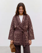 VERO MODA Cardigan Scarlett LS Tassle Jacquard - Chocolate Martini