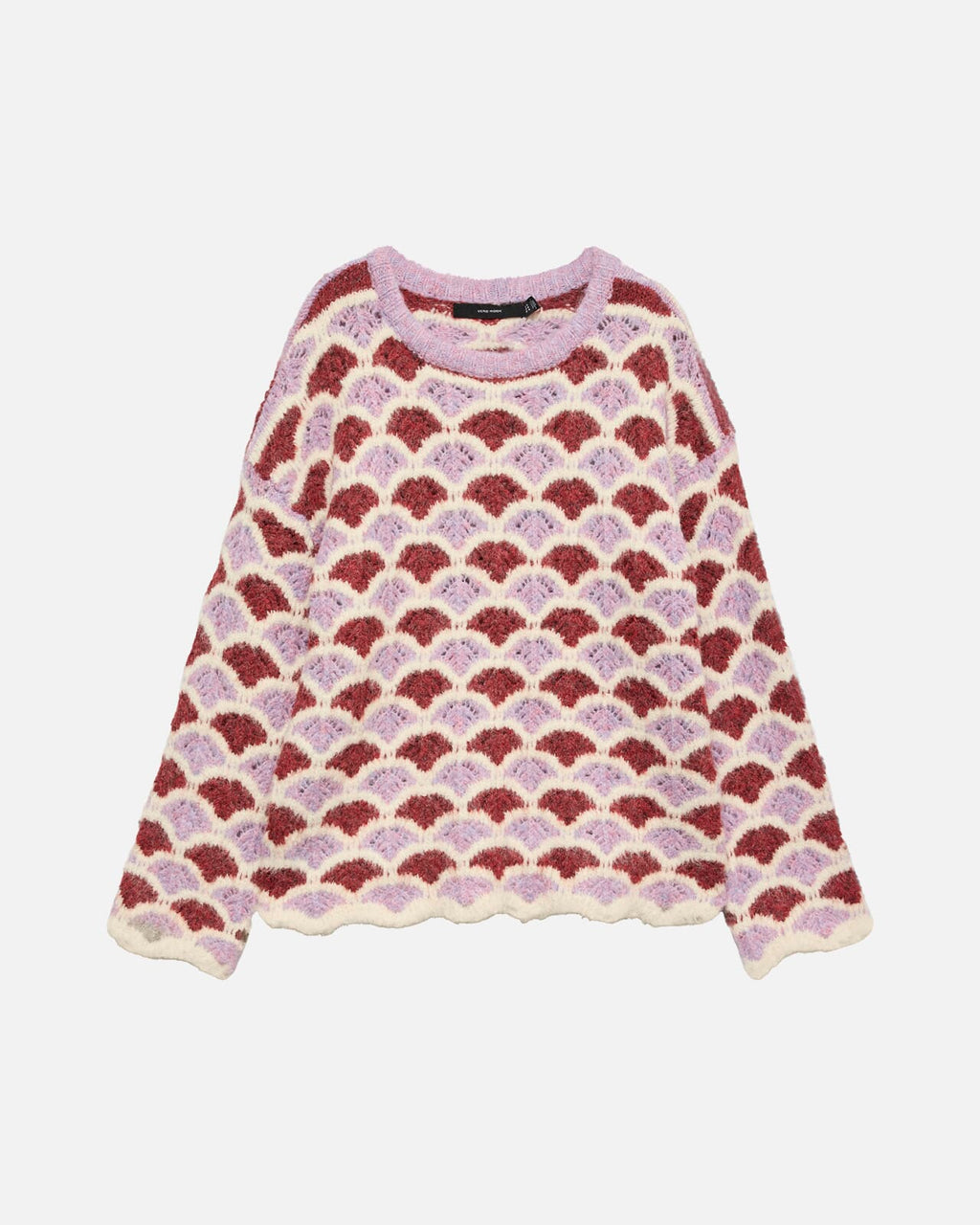 VERO MODA Strikkegenser Annabelle LS O-neck Pullover - Elderberry/ Windsor Wine/ Birch