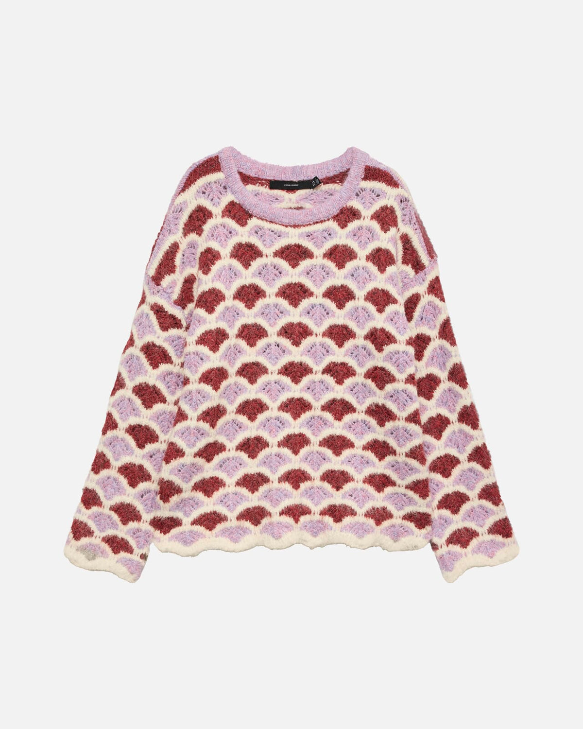 VERO MODA Strikkegenser Annabelle LS O-neck Pullover - Elderberry/ Windsor Wine/ Birch