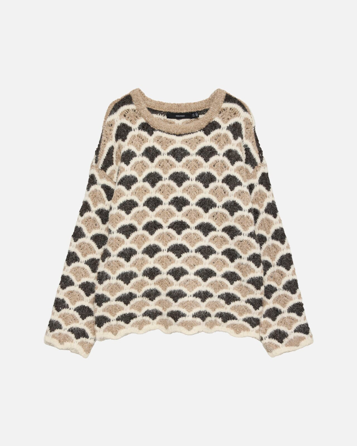 VERO MODA Strikkegenser Annabelle LS O-neck Pullover - Silver Mink/ Chocolate Torte/ Birch