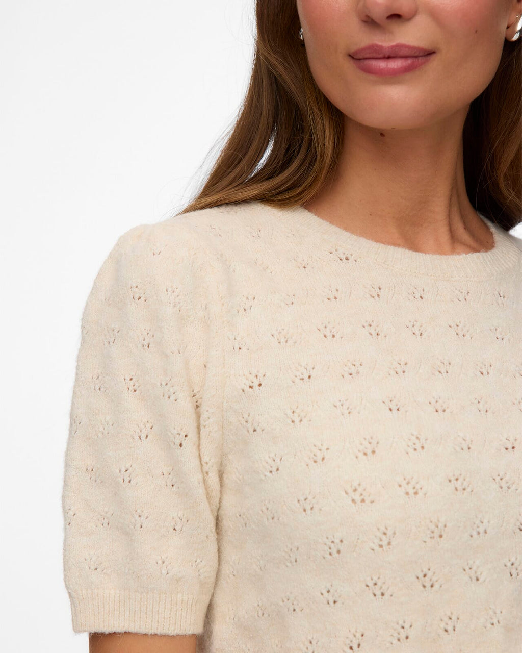 VERO MODA Strikket Topp Doffy Stitch 2/4 O-neck Pullover - Birch Melange