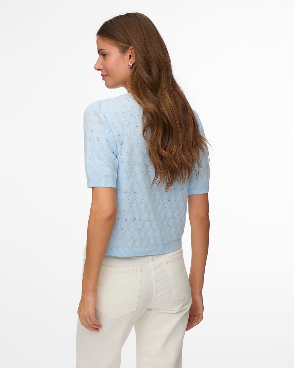 VERO MODA Strikket Topp Doffy Stitch 2/4 O-neck Pullover - Cashmere Blue Melange