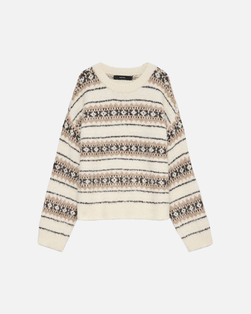 VERO MODA Strikkegenser Sola LS O-neck Pullover - Birch/ Silver Mink/ Chocolate Torte