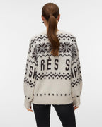 VERO MODA Strikkegenser Moritz LS O-neck - Birch/ Chocolate Torte