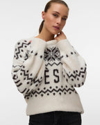 VERO MODA Strikkegenser Moritz LS O-neck - Birch/ Chocolate Torte