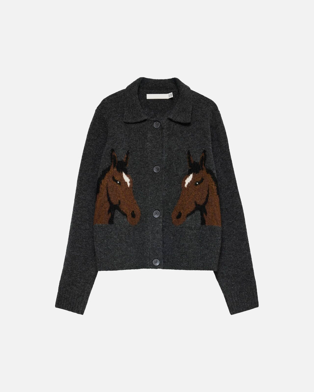 VERO MODA Cardigan Cavallo LS Polo Cardigan - Dark Grey Melange/ Potting Scoll