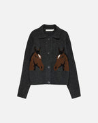 VERO MODA Cardigan Cavallo LS Polo Cardigan - Dark Grey Melange/ Potting Scoll