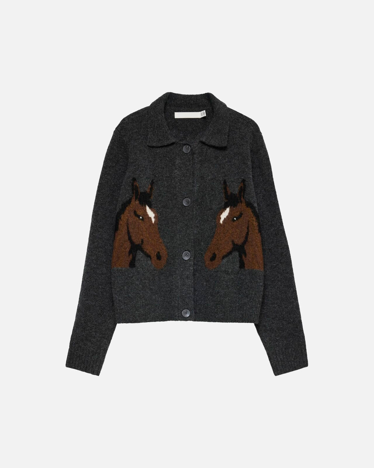 VERO MODA Cardigan Cavallo LS Polo Cardigan - Dark Grey Melange/ Potting Scoll