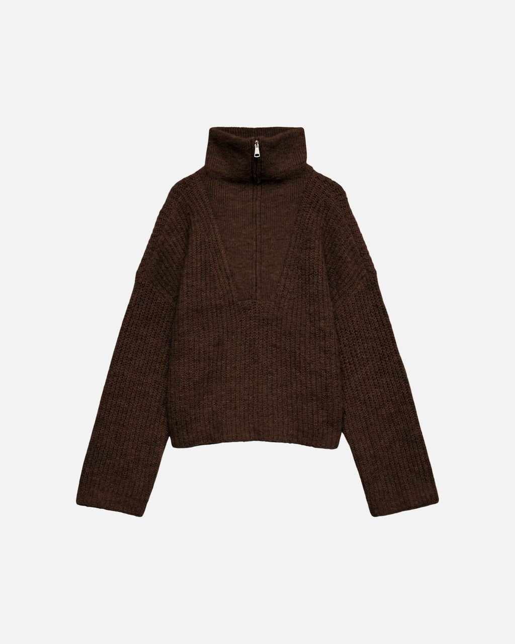 VERO MODA Strikkegenser Nolan LS Zipper - Chocolate Torte Melange