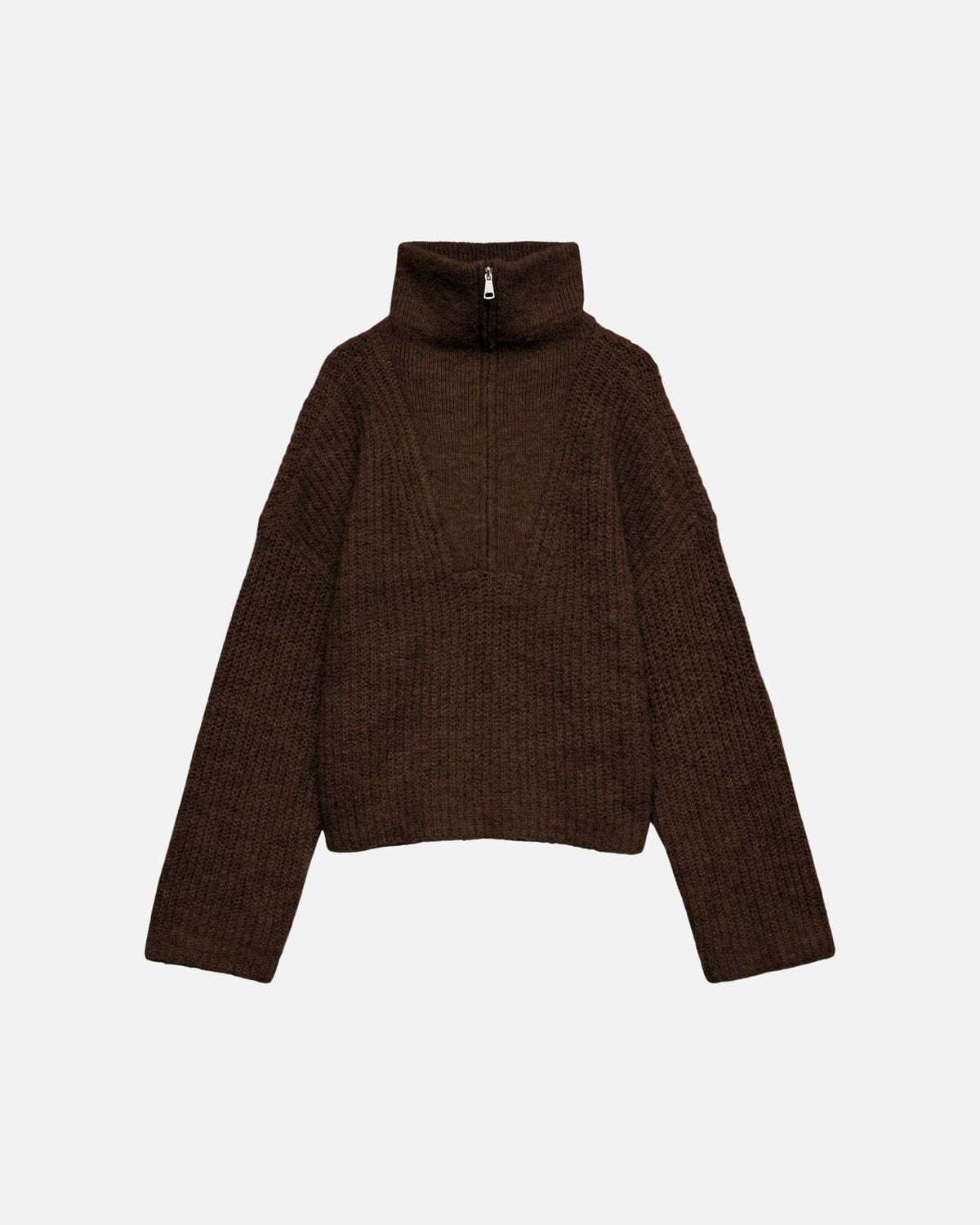 VERO MODA Strikkegenser Nolan LS Zipper - Chocolate Torte Melange
