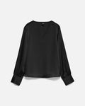 VERO MODA Satengtopp Miro LS V-neck Top - Black