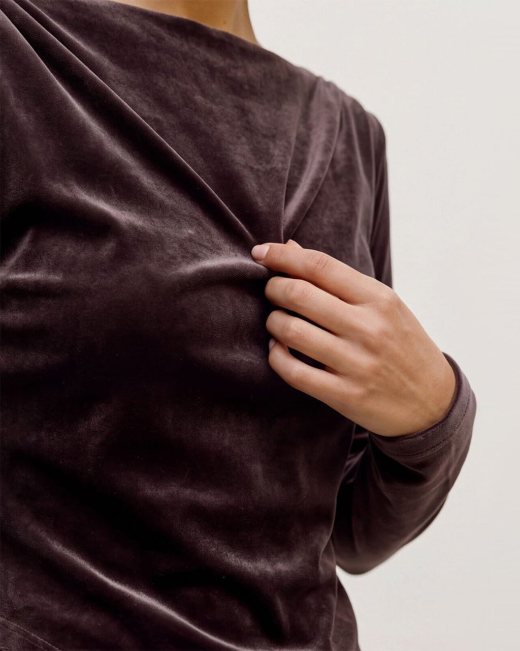 VERO MODA Topp Rikke LS Boatneck Lace Mix - Chocolate Torte