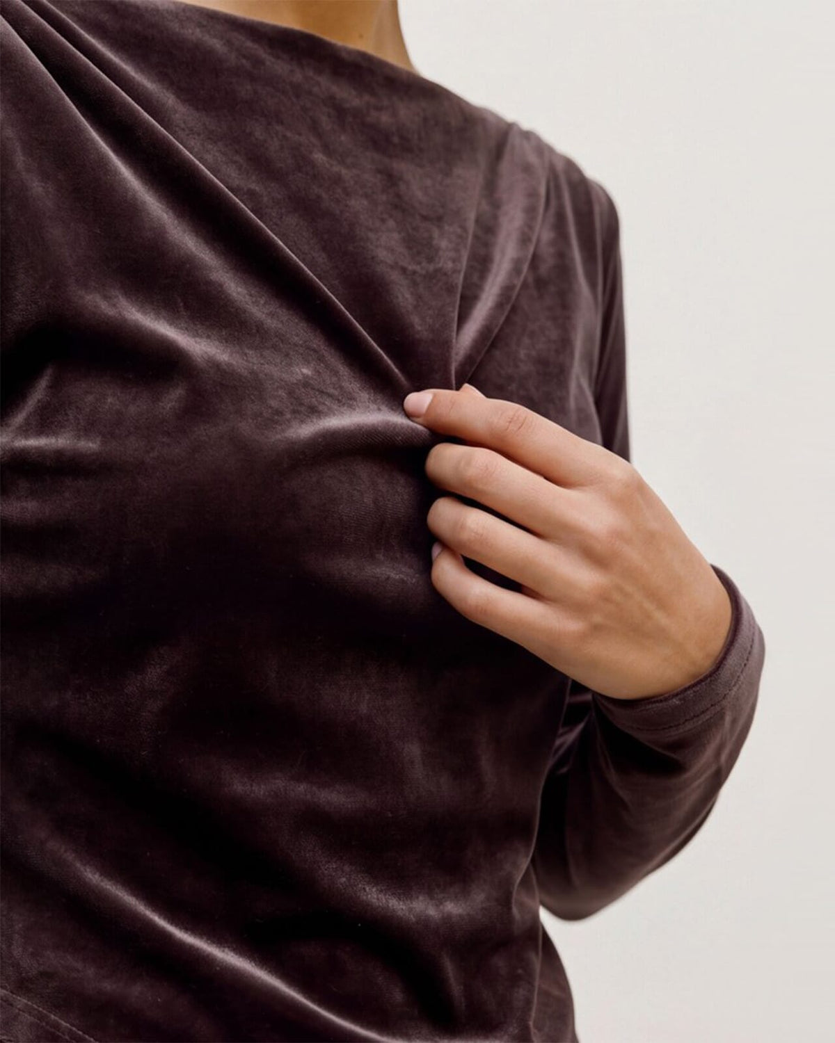 VERO MODA Topp Rikke LS Boatneck Lace Mix - Chocolate Torte