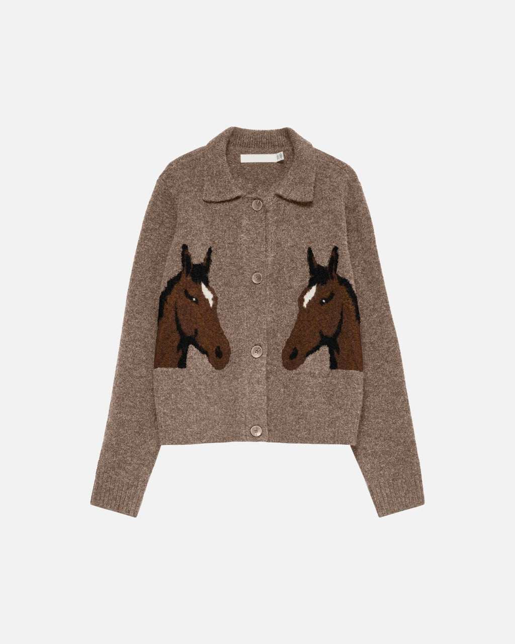 VERO MODA Cardigan Cavallo LS Polo Cardigan - Fossil/ Potting Scoll
