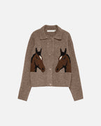 VERO MODA Cardigan Cavallo LS Polo Cardigan - Fossil/ Potting Scoll