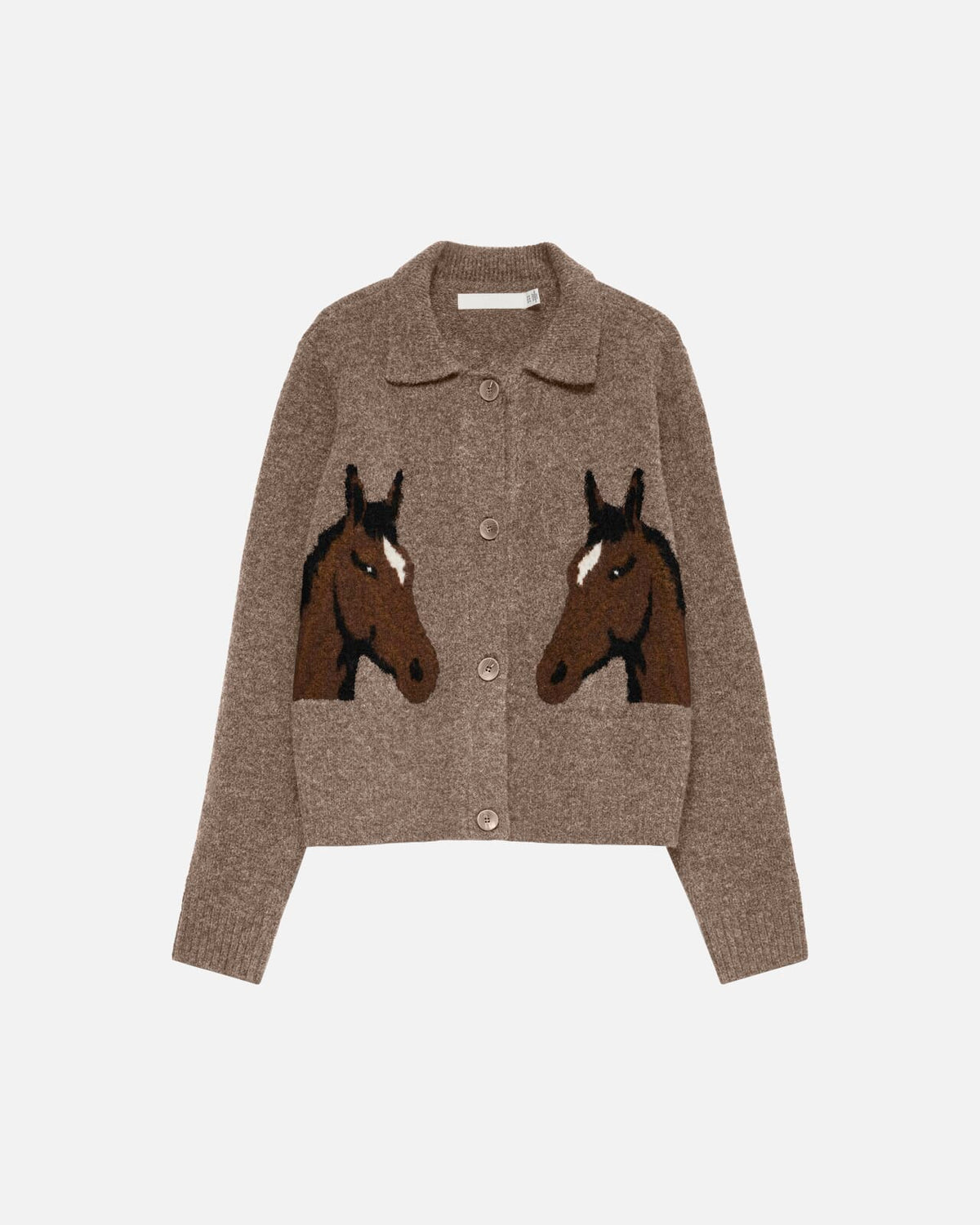 VERO MODA Cardigan Cavallo LS Polo Cardigan - Fossil/ Potting Scoll