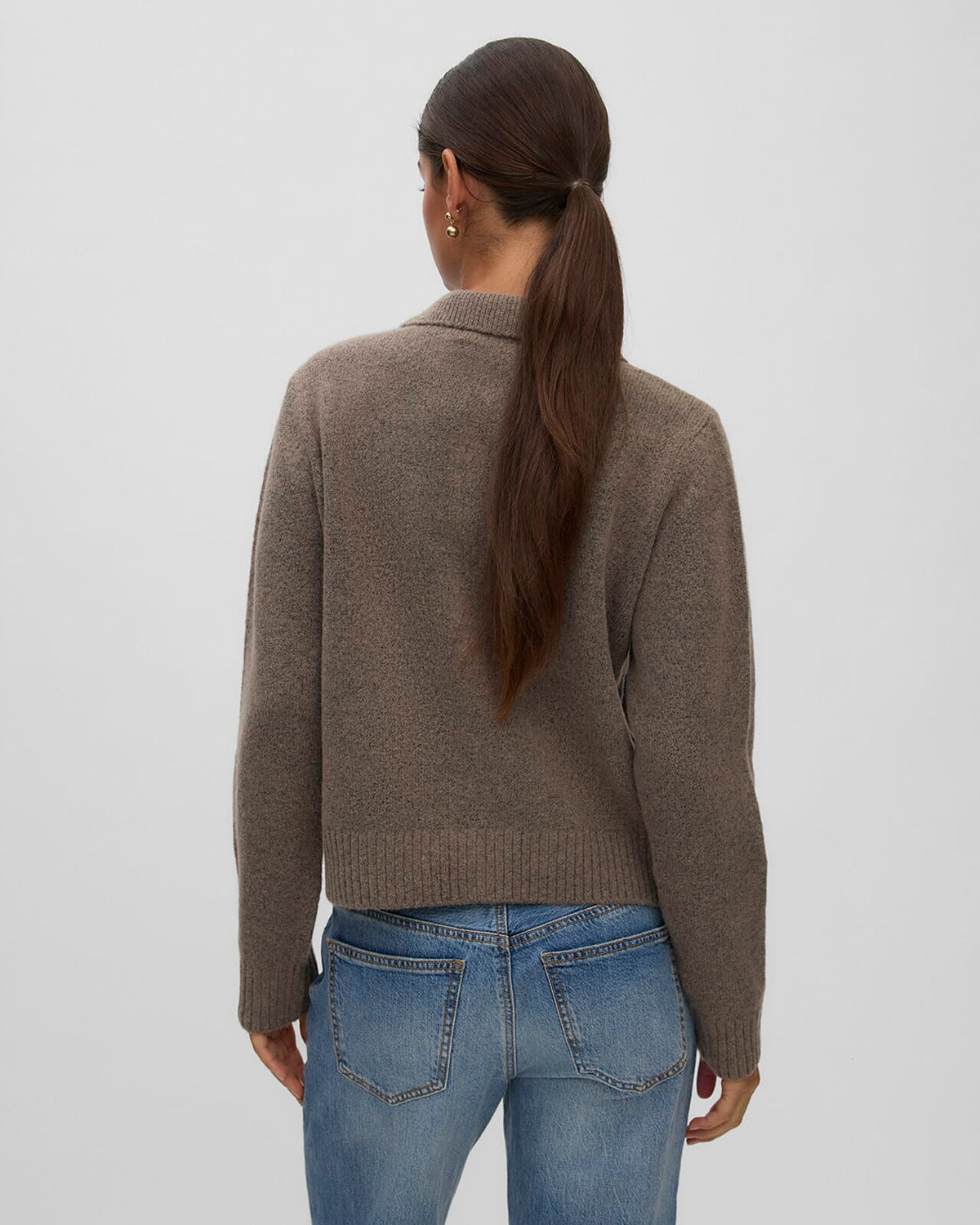 VERO MODA Cardigan Cavallo LS Polo Cardigan - Fossil/ Potting Scoll