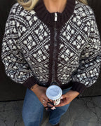 Vero Moda Cardigan Inga LS O-neck Zip - Chocolate Torte w. Birch