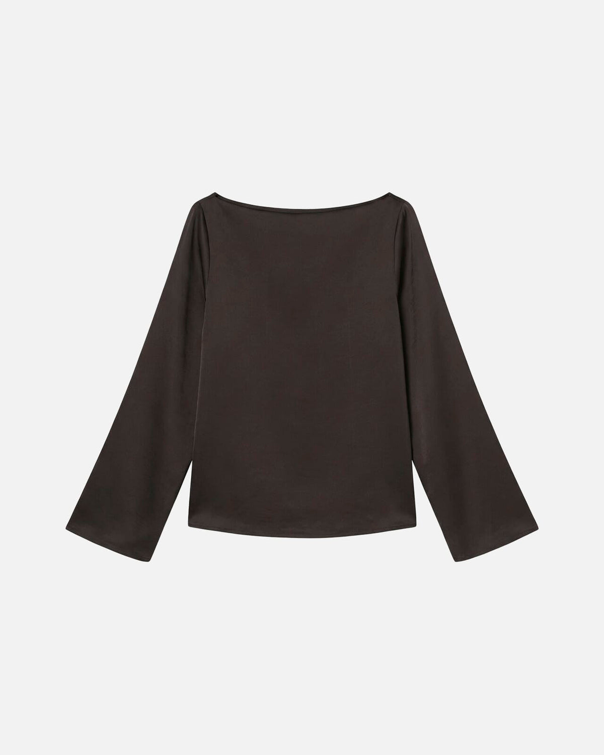 VERO MODA Satengtopp Miro LS Boat Neck - Chocolate Torte