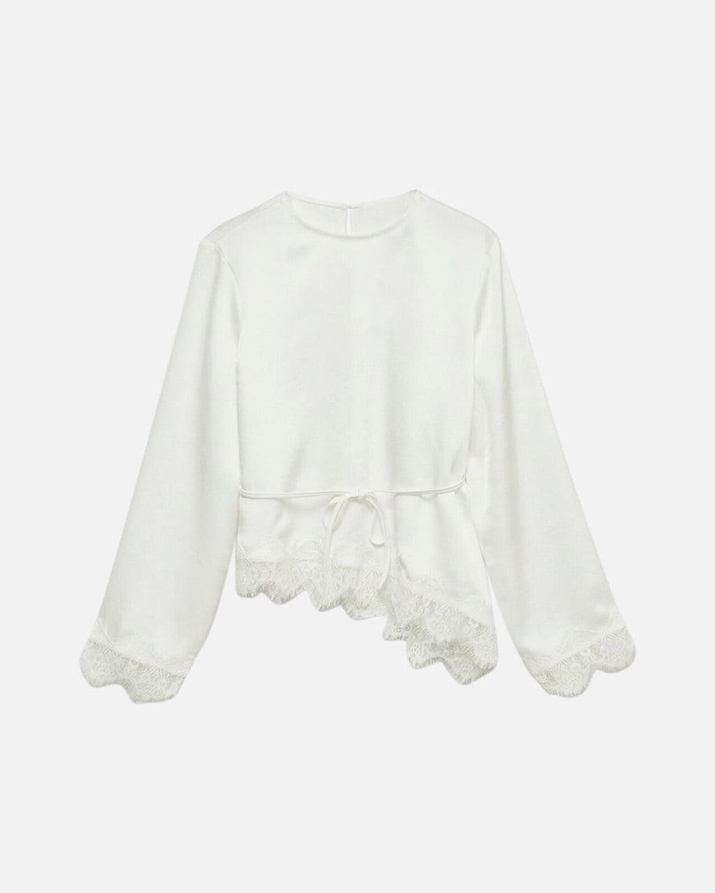 VERO MODA Satengtopp LS Miro Lace - Snow White DTM lace