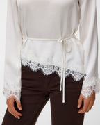 VERO MODA Satengtopp LS Miro Lace - Snow White DTM lace