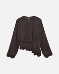 VERO MODA Satengtopp LS Miro Lace - Chocolate Torte/ DTM lace