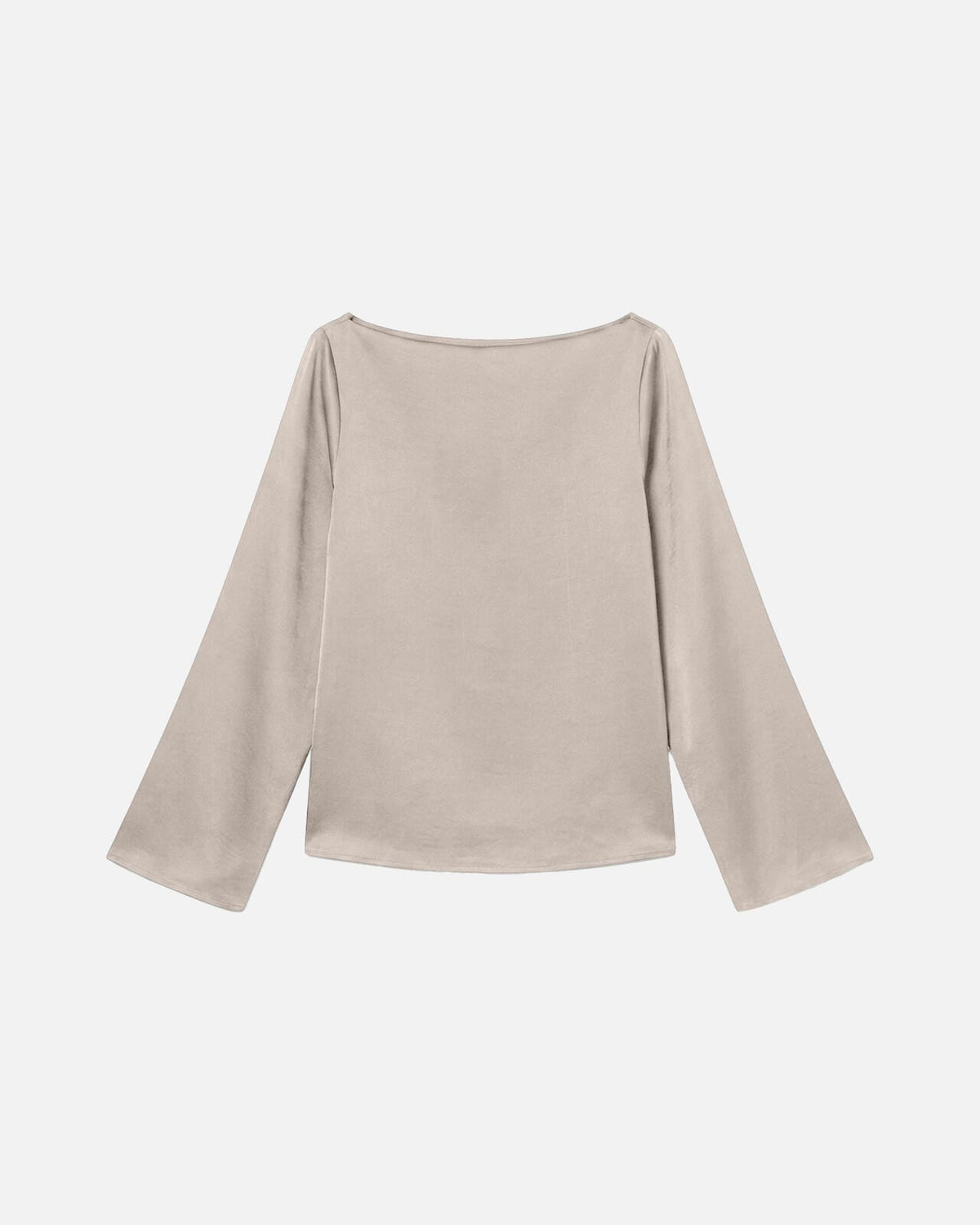 VERO MODA Satengtopp Miro LS Boat Neck - Pumice Stone