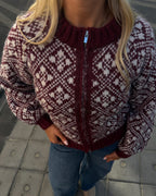 Vero Moda Cardigan Inga LS O-neck Zip - Tawny Port w. Birch