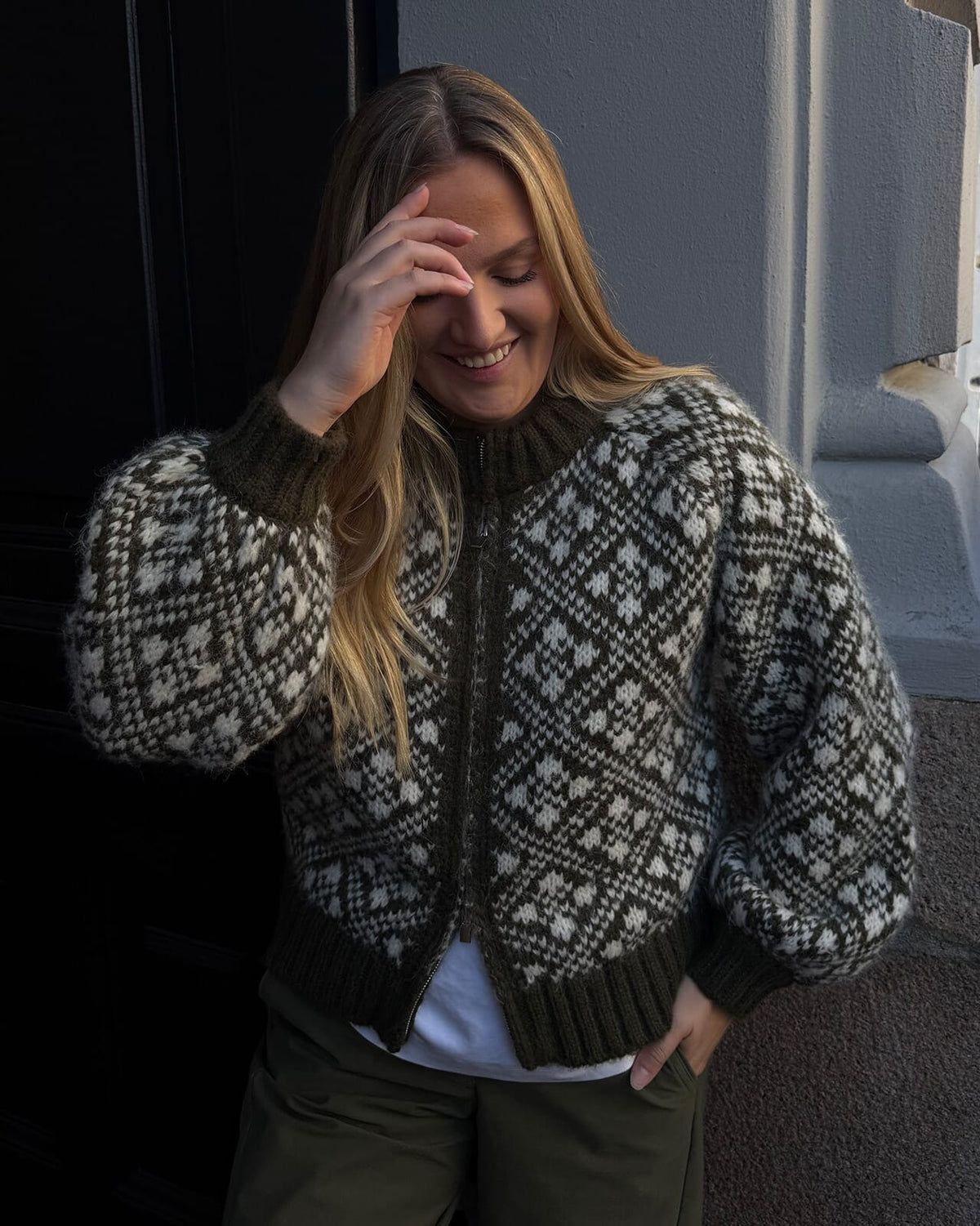 Vero Moda Cardigan Inga LS O-neck Zip - Forest Night w. Birch