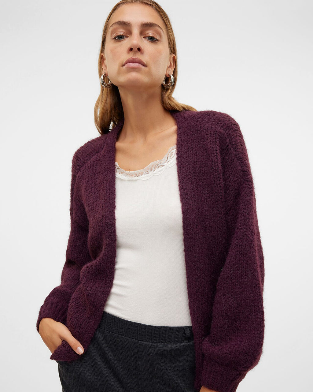 VERO MODA Strikket Cardigan Maybe LS Open - Winetasting