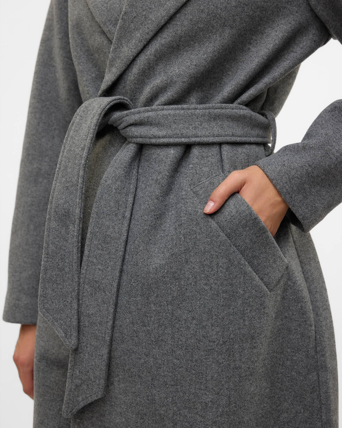 VERO MODA Kåpe Fortuneaya Long Coat - Medium Grey Melange