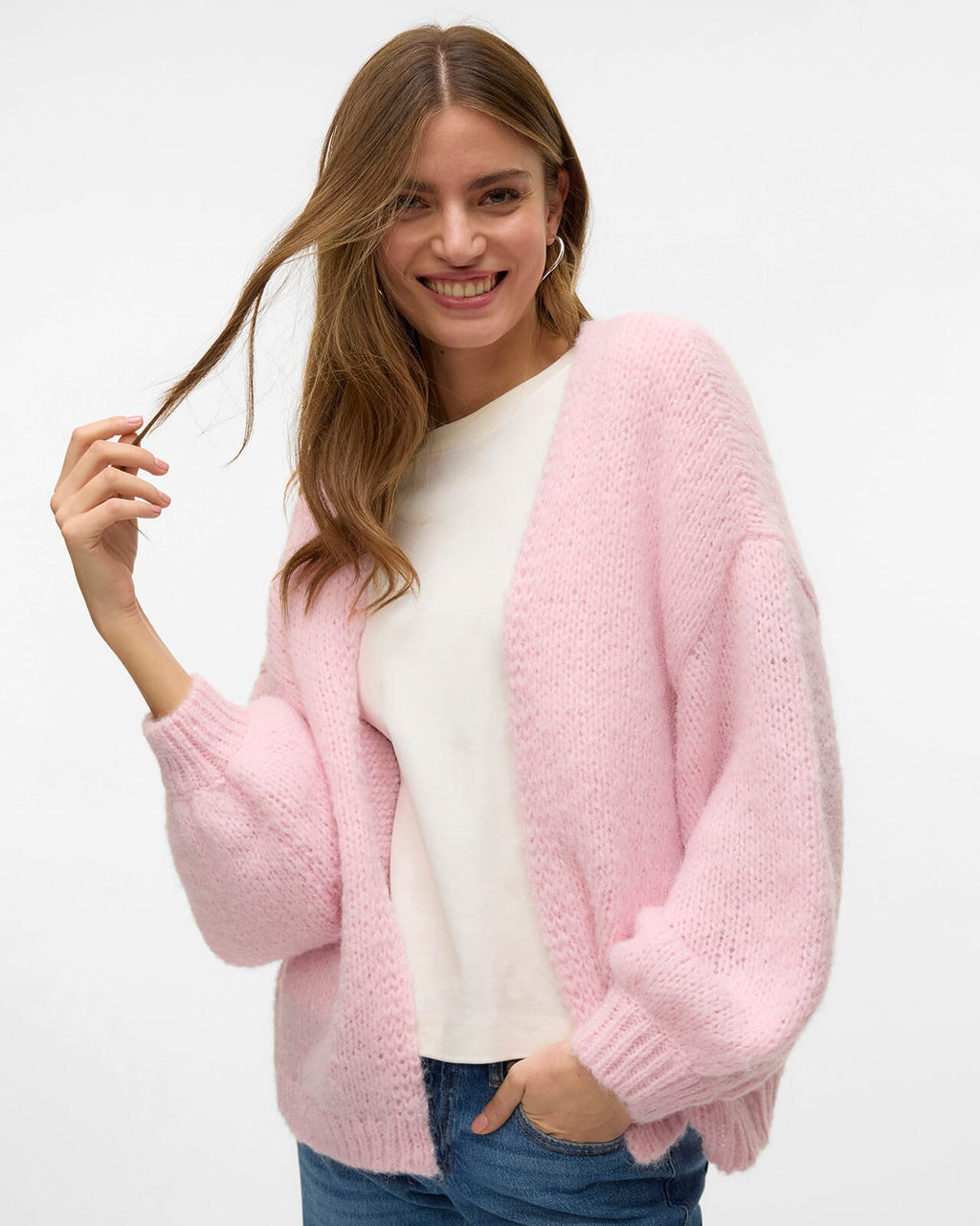 VERO MODA Strikket Cardigan Maybe LS Open - Parfait Pink