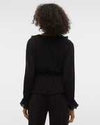 VERO MODA Topp Dora L/S Frill Pleat - Black