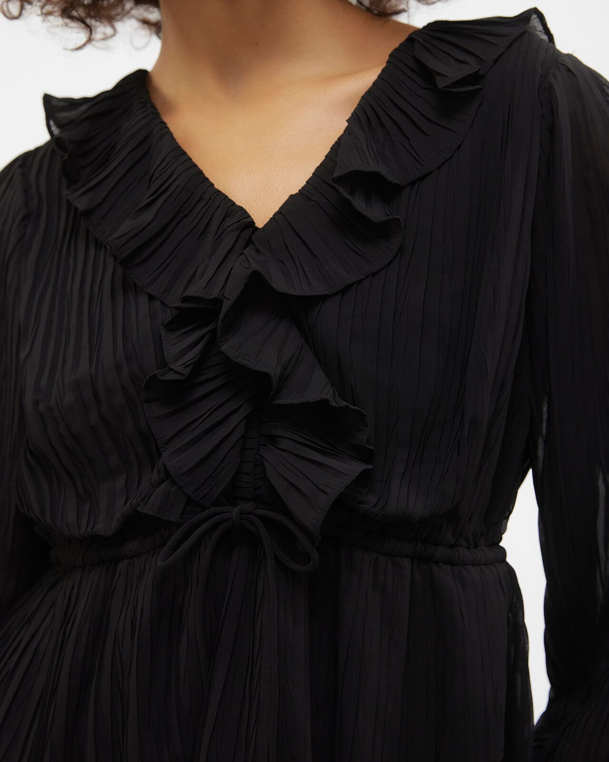 VERO MODA Topp Dora L/S Frill Pleat - Black