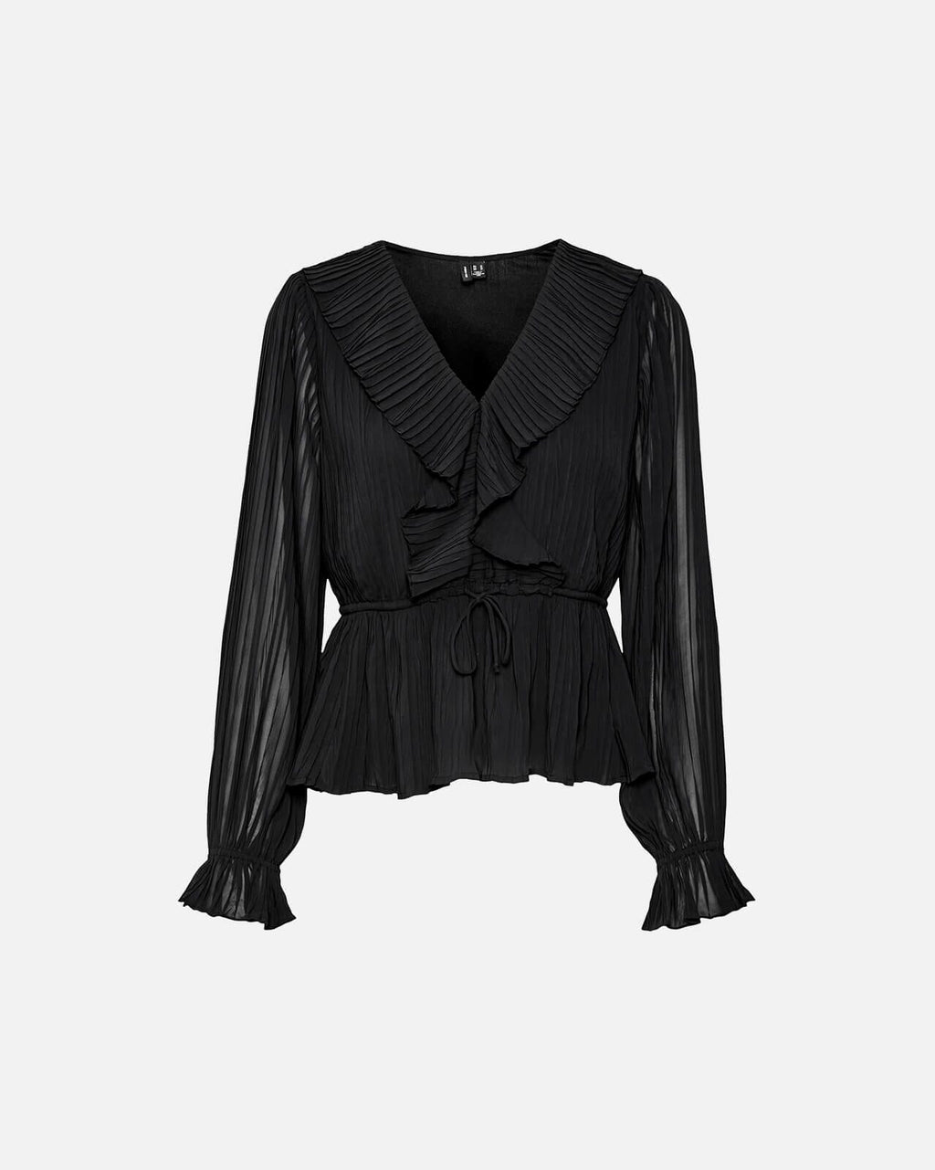 VERO MODA Topp Dora L/S Frill Pleat - Black