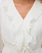 VERO MODA Topp Dora L/S Frill Pleat - Snow White