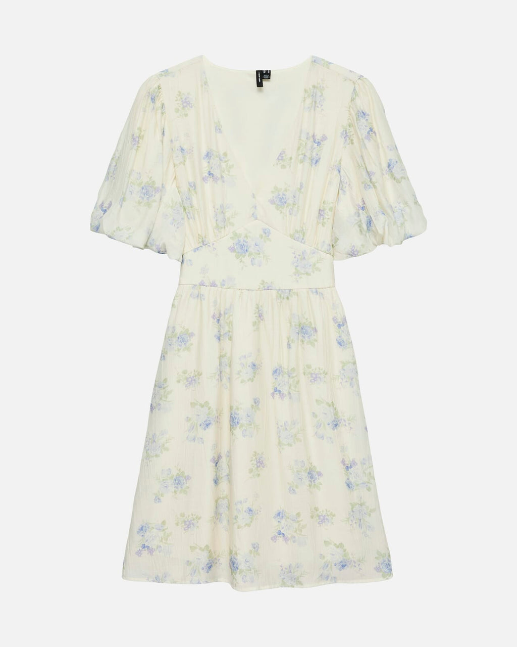 VERO MODA Kjole Bella 2/4 V-neck Short - Birch Blue/ Bella Flower