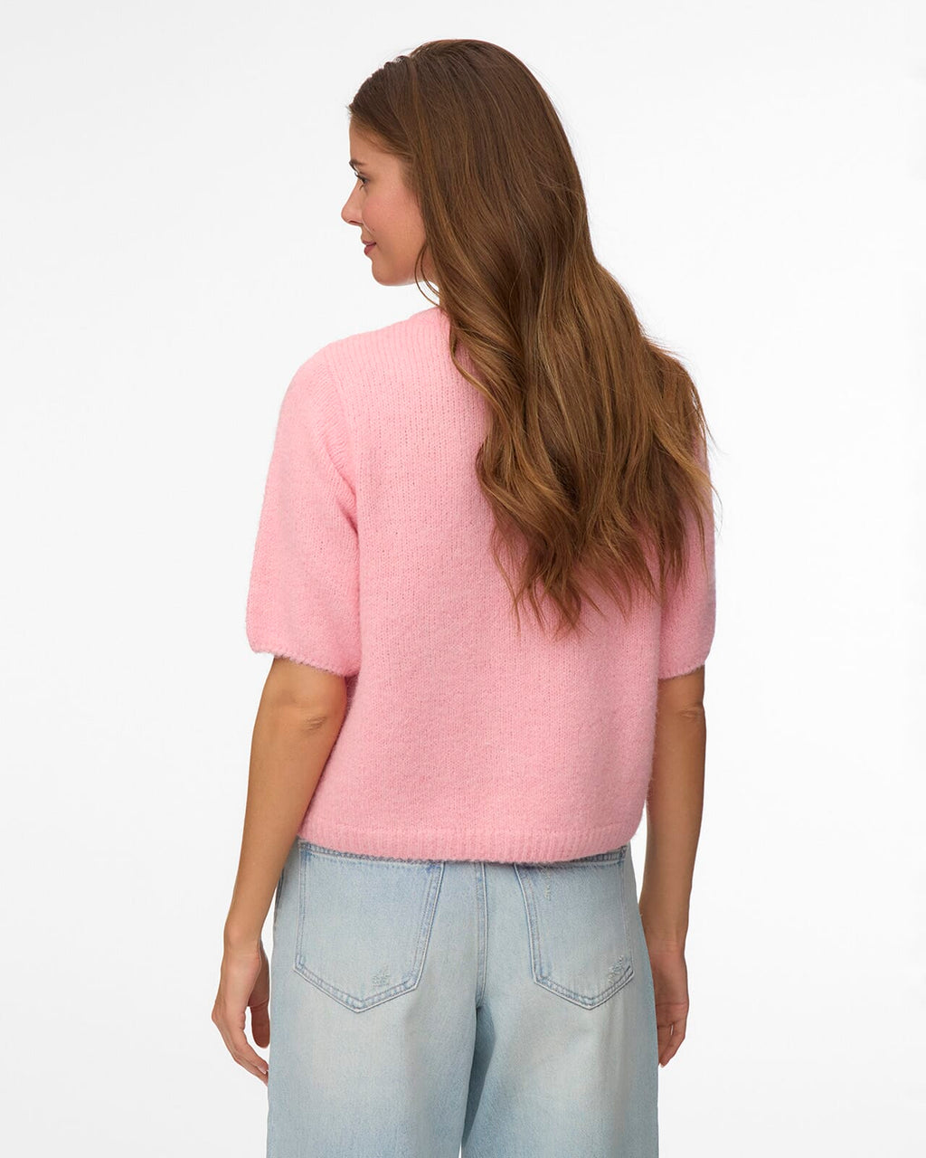 VERA MODA Strikket Cardigan Kara 2/4 O-neck Button Cardigan - Pink Dogwood/ Melange