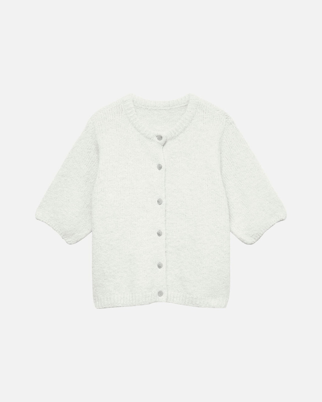 VERA MODA Strikket Cardigan Kara 2/4 O-neck Button Cardigan - Snow White