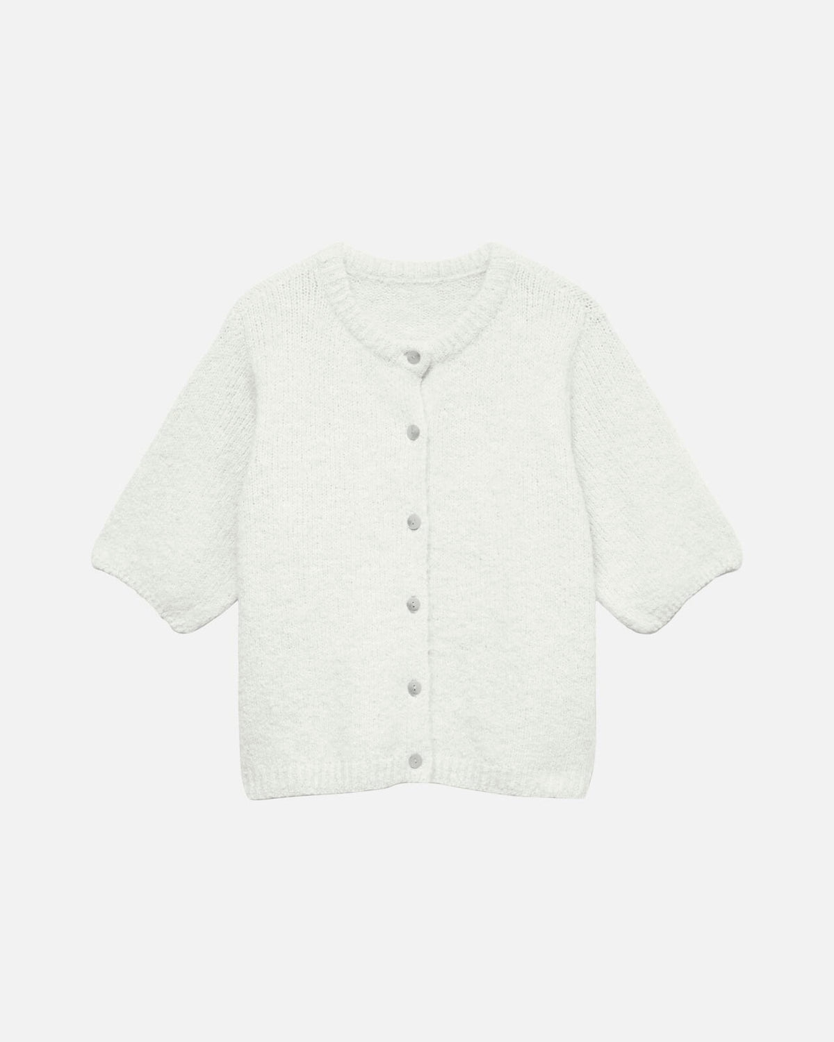 VERA MODA Strikket Cardigan Kara 2/4 O-neck Button Cardigan - Snow White